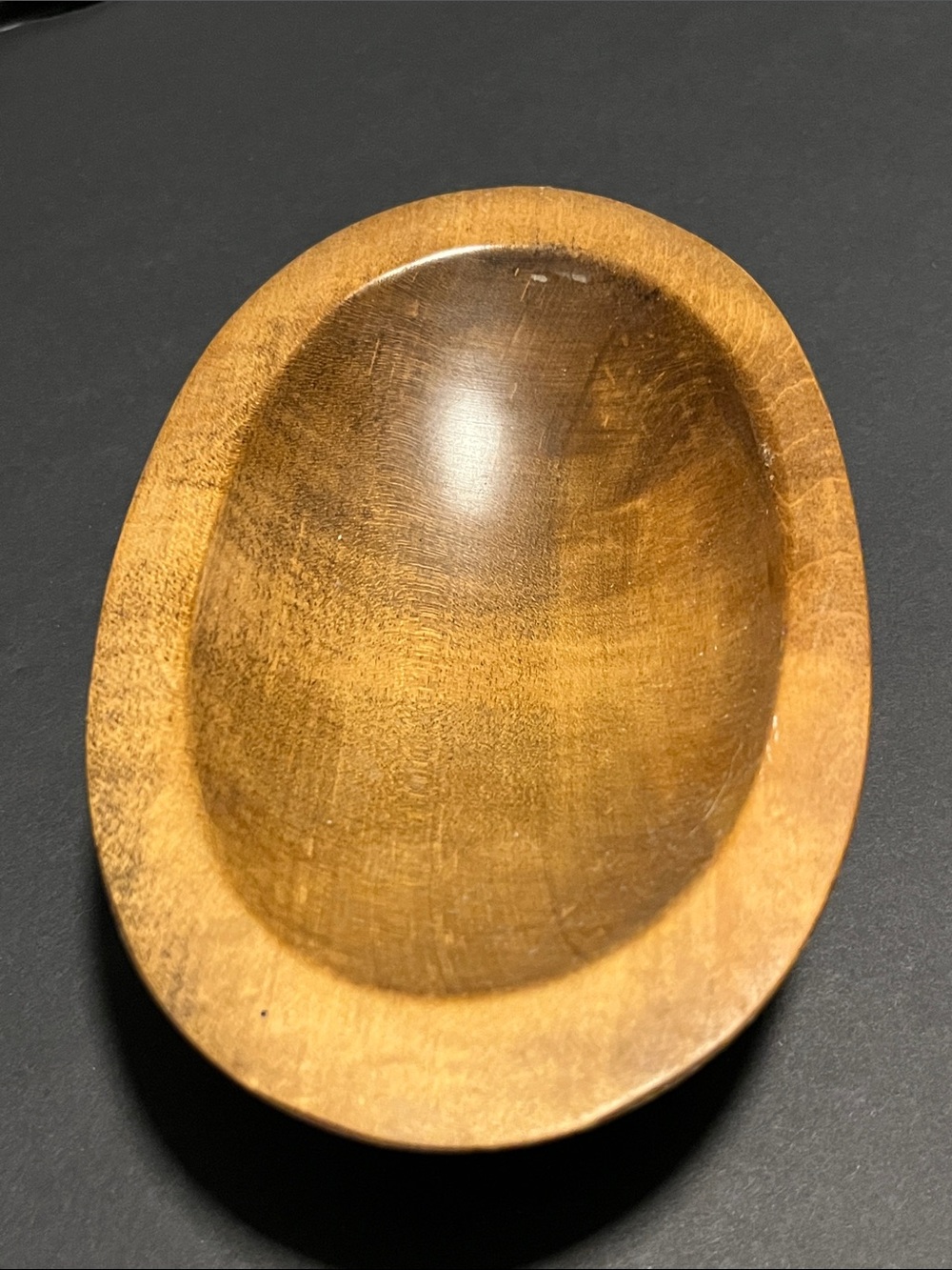 Handmade Wooden Oval Bowl - Warm Brown - Picture 3 of 3